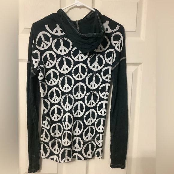 Retro Peace Blue Tie Dye Hoodie - Picture 2 of 3